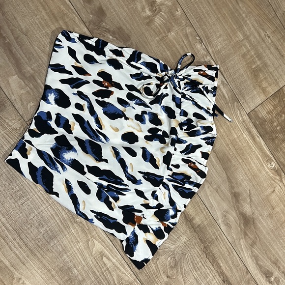SHEIN Leopard Print Ruched Drawstring Mini Skirt, size:S, multicolor - Picture 3 of 3